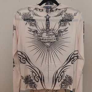 DOLLSKILL CURRENT MOOD 1X LONG SLEEVES LIVES FOR SIN LIGHT BROWN